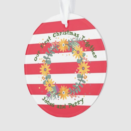 Gepersonaliseerd onze eerste kerst samen ornament (voorkant)