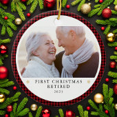 Gepersonaliseerd Onze Eerste Kerstmis Gepensioneer Keramisch Ornament