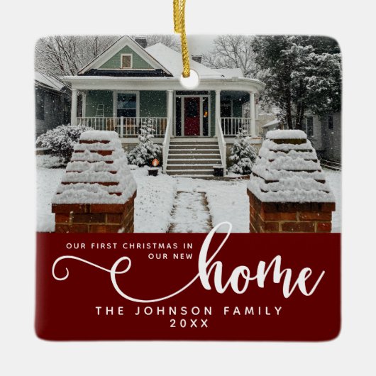 Gepersonaliseerd onze eerste Kerstmis in ons nieuw Keramisch Ornament (Voorkant)