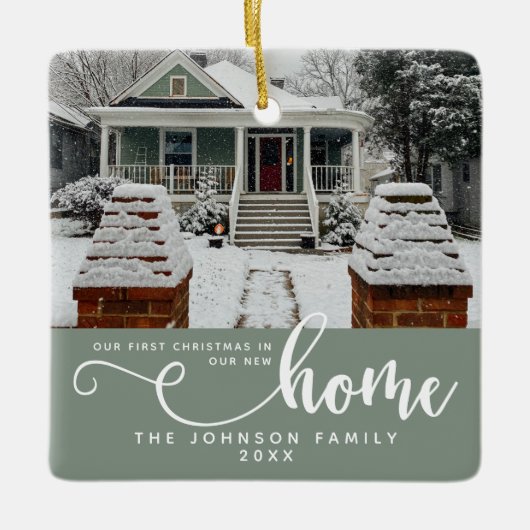 Gepersonaliseerd onze eerste Kerstmis in ons nieuw Keramisch Ornament (Voorkant)