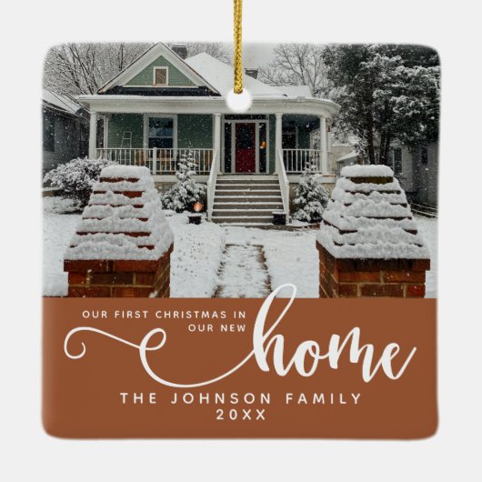 Gepersonaliseerd onze eerste Kerstmis in ons nieuw Keramisch Ornament (Achterkant)