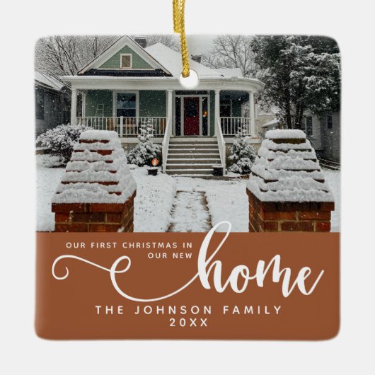 Gepersonaliseerd onze eerste Kerstmis in ons nieuw Keramisch Ornament (Voorkant)