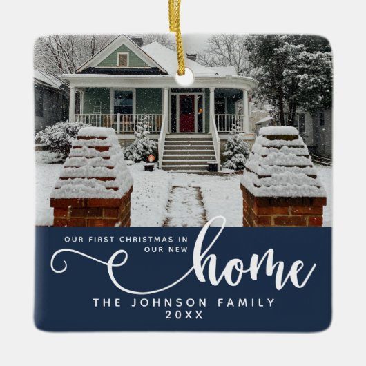 Gepersonaliseerd onze eerste Kerstmis in ons nieuw Keramisch Ornament (Voorkant)