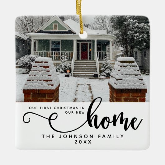 Gepersonaliseerd onze eerste Kerstmis in ons nieuw Keramisch Ornament (Voorkant)