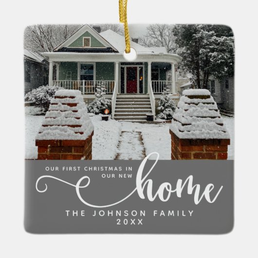 Gepersonaliseerd onze eerste Kerstmis in ons nieuw Keramisch Ornament (Voorkant)