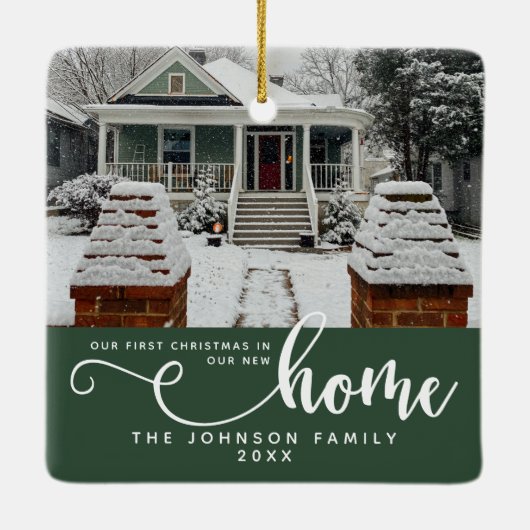 Gepersonaliseerd onze eerste Kerstmis in ons nieuw Keramisch Ornament (Achterkant)