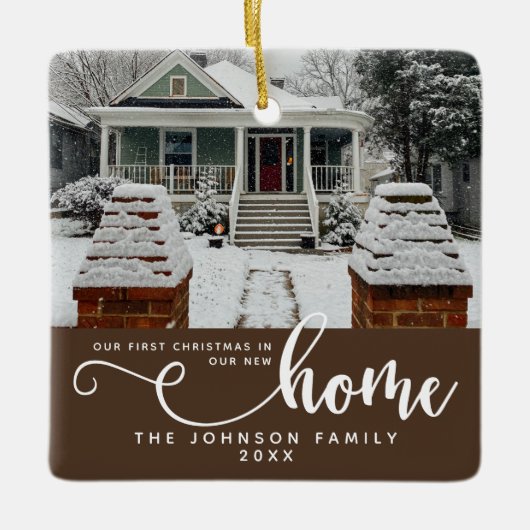 Gepersonaliseerd onze eerste Kerstmis in ons nieuw Keramisch Ornament (Voorkant)