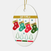 Gepersonaliseerd onze familie Kerstkous Keramisch Ornament (Links)