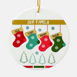 Gepersonaliseerd onze familie Kerstkous Keramisch Ornament