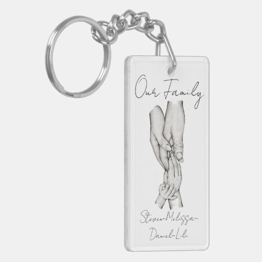 Gepersonaliseerd Onze Familie van 4 Sleutelhanger (Voorkant Links)