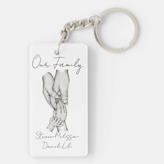 Gepersonaliseerd Onze Familie van 4 Sleutelhanger (achterkant)