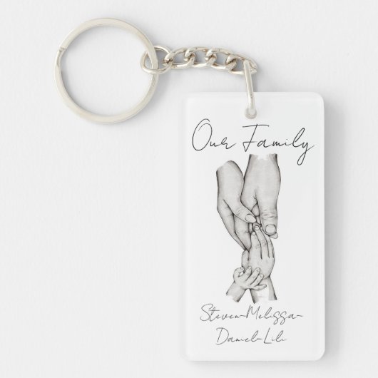 Gepersonaliseerd Onze Familie van 4 Sleutelhanger (Voorkant)