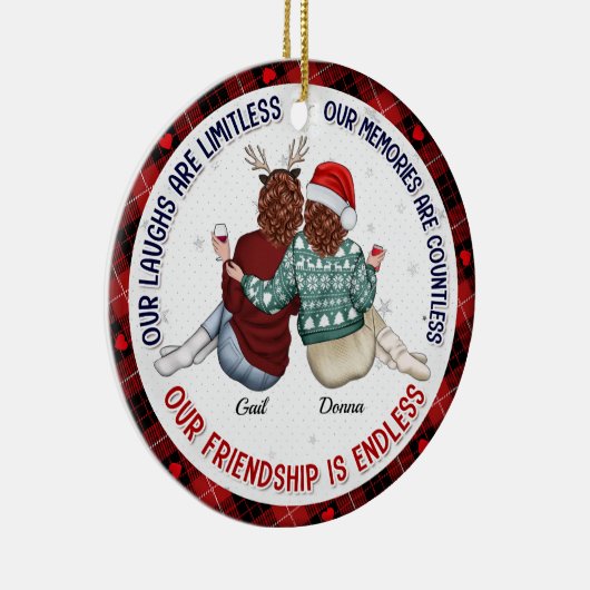 Gepersonaliseerd Onze lach is grenzeloos - Bestie Keramisch Ornament (Rechts)