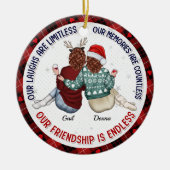 Gepersonaliseerd Onze lach is grenzeloos - Bestie Keramisch Ornament (Voorkant)