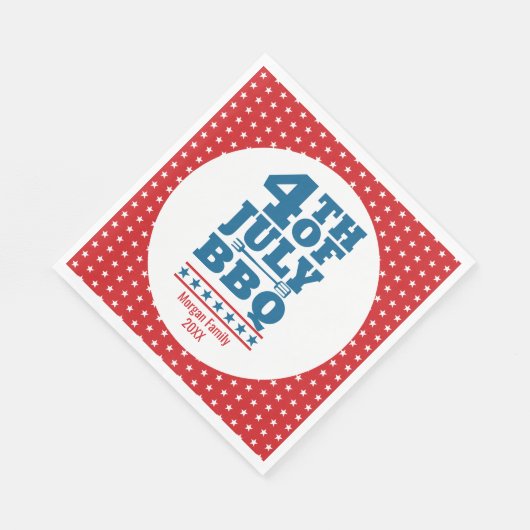 Gepersonaliseerd op 4 juli BBQ Party Red Star Servet (Hoek)