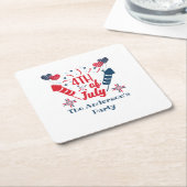 Gepersonaliseerd op 4 juli Fireworks Red White Blu Kartonnen Onderzetters (Schuin)