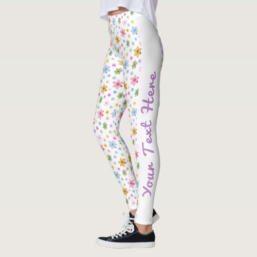 Gepersonaliseerd op maat gemaakt bloemenpatroon Wa Leggings (Links)