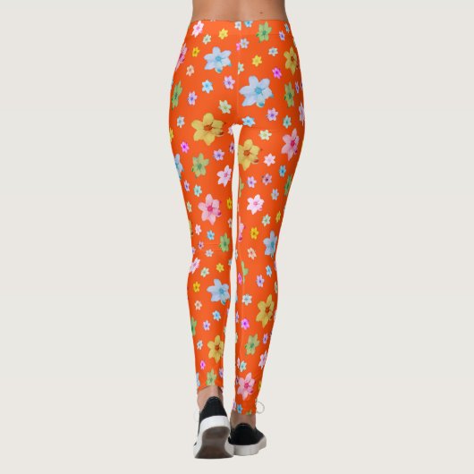 Gepersonaliseerd op maat gemaakt rood bloemmotief leggings (Achterkant)