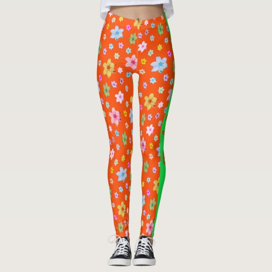 Gepersonaliseerd op maat gemaakt rood bloemmotief leggings