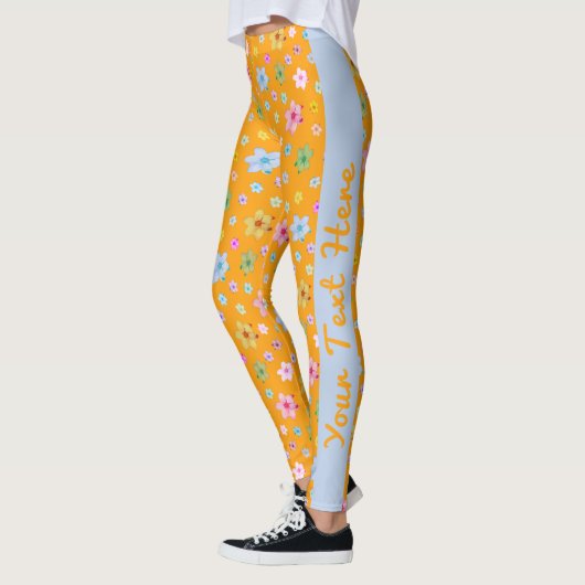 Gepersonaliseerd op maat gemaakt Sinaasappel bloem Leggings (Links)