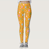 Gepersonaliseerd op maat gemaakt Sinaasappel bloem Leggings (Voorkant)
