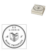 Gepersonaliseerd Open Boek Classic Monogram Biblio Rubberstempel (Gestempeld)