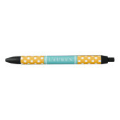 Gepersonaliseerd Oranje en Aqua Polka Dots Pattern Zwarte Inkt Pen (Voorkant)