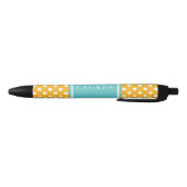 Gepersonaliseerd Oranje en Aqua Polka Dots Pattern Zwarte Inkt Pen (Bodem)