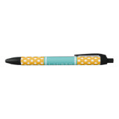 Gepersonaliseerd Oranje en Aqua Polka Dots Pattern Zwarte Inkt Pen (Bovenkant)