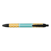 Gepersonaliseerd Oranje en Aqua Polka Dots Pattern Zwarte Inkt Pen (Achterkant)