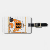 Gepersonaliseerd Oranje en wit ijs Hockey Jersey Bagagelabel (Voorkant horizontaal)