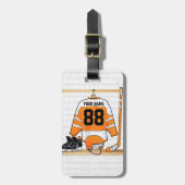 Gepersonaliseerd Oranje en wit ijs Hockey Jersey Bagagelabel (Voorkant verticaal)