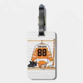 Gepersonaliseerd Oranje en wit ijs Hockey Jersey Bagagelabel (Achterkant verticaal)