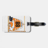 Gepersonaliseerd Oranje en wit ijs Hockey Jersey Bagagelabel (Achterkant horizontaal)