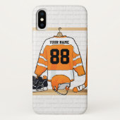 Gepersonaliseerd Oranje en wit ijs Hockey Jersey Case-Mate iPhone Case (Achterkant)