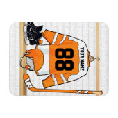 Gepersonaliseerd Oranje en wit ijs Hockey Jersey Magneet (Horizontaal)