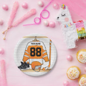 Gepersonaliseerd Oranje en wit ijs Hockey Jersey Papieren Bordje (Feest)