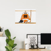 Gepersonaliseerd Oranje en wit ijs Hockey Jersey Poster (Thuiskantoor)