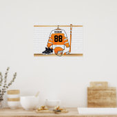Gepersonaliseerd Oranje en wit ijs Hockey Jersey Poster (Keuken)