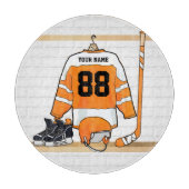 Gepersonaliseerd Oranje en wit ijs Hockey Jersey Snijplank (Voorkant)