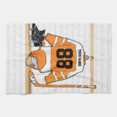 Gepersonaliseerd Oranje en wit ijs Hockey Jersey Theedoek (Horizontaal)