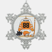 Gepersonaliseerd Oranje en wit ijs Hockey Jersey Tin Sneeuwvlok Ornament (Voorkant)