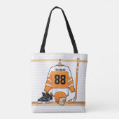 Gepersonaliseerd Oranje en wit ijs Hockey Jersey Tote Bag (Achterkant)