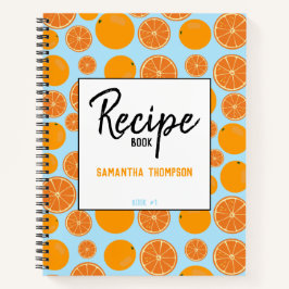Gepersonaliseerd Oranje fruitpatroon Recipe Cookbo Notitieboek