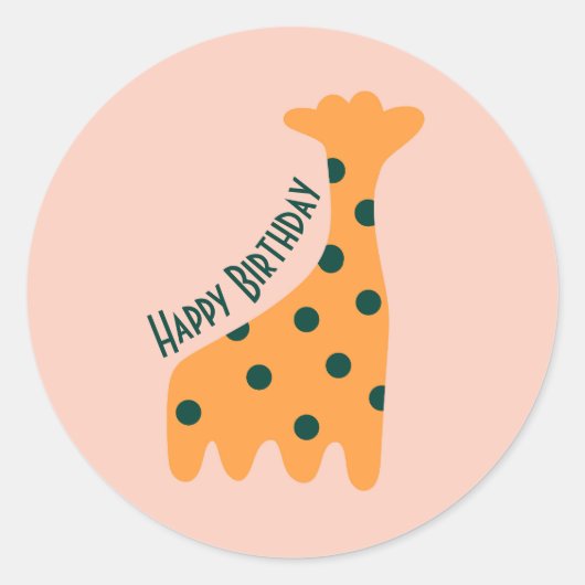 Gepersonaliseerd oranje giraffe ronde sticker (Voorkant)