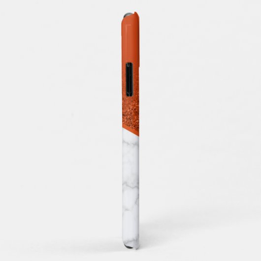 Gepersonaliseerd Oranje glitter - witte marmer Case-Mate iPhone Case (Achterkant/rechts)