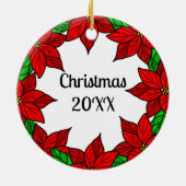 Gepersonaliseerd Oranje kat dat een Poinsettia vas Keramisch Ornament (Achterkant)