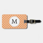 Gepersonaliseerd Oranje monogram-dubbel-ringpatroo Bagagelabel (Voorkant horizontaal)