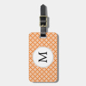 Gepersonaliseerd Oranje monogram-dubbel-ringpatroo Bagagelabel (Voorkant verticaal)
