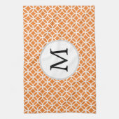 Gepersonaliseerd Oranje monogram-dubbel-ringpatroo Theedoek (Verticaal)